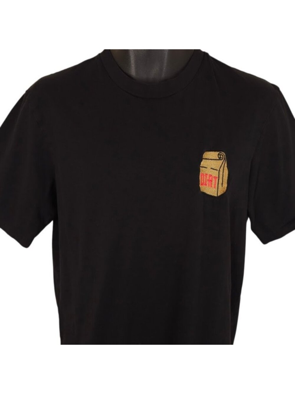 T Bar X Cotton On T Shirt Mens Size Medium Black Dirt Bag Embroidered Streetwear